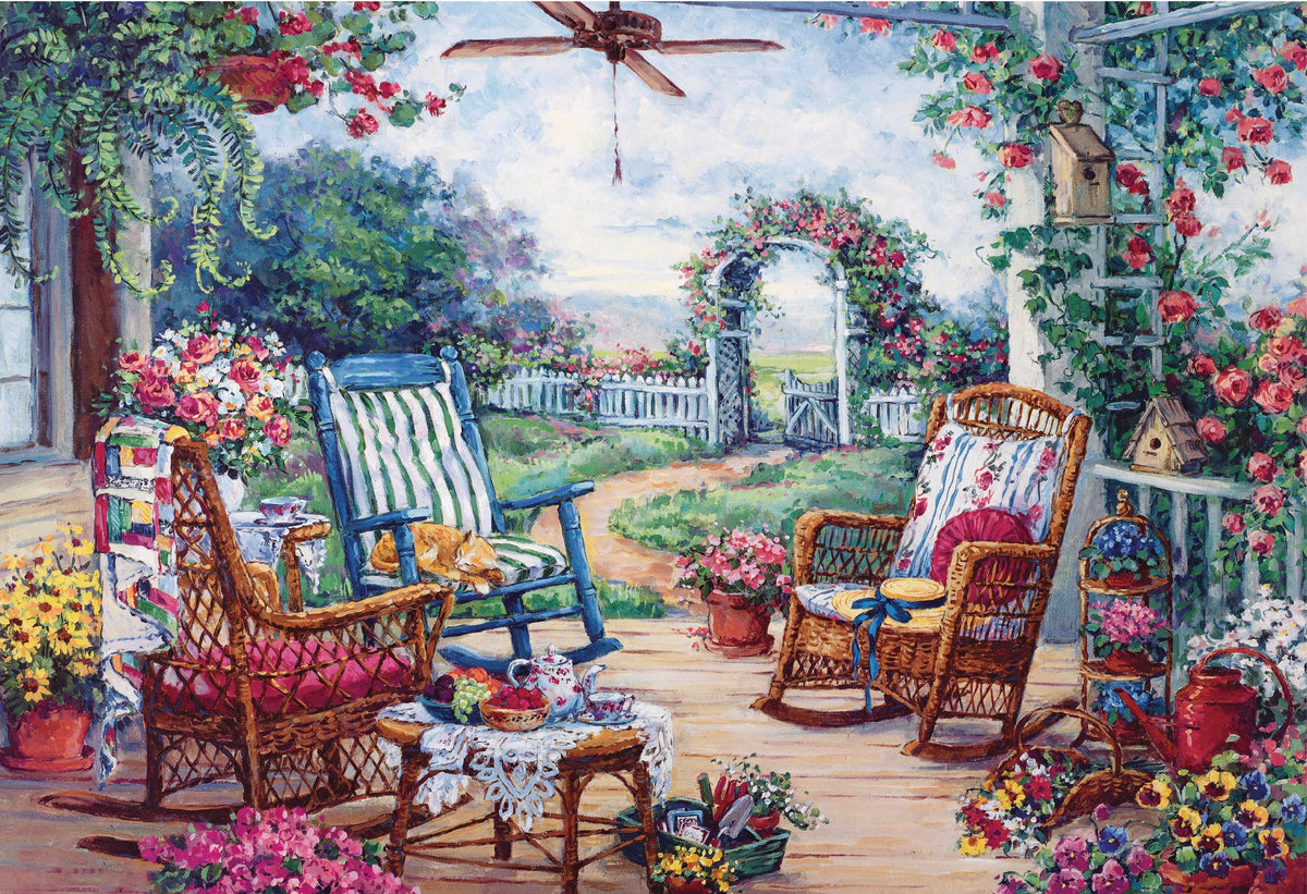 The rocking chair in the flower pavilion