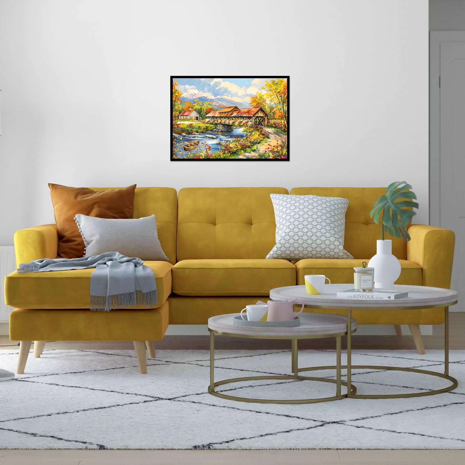 Flower Village 1000 Piece Puzzle for Adults, Country Scene Puzzles for Adults 1000 Pieces, Jigsaw Puzzles 1000 Pieces Autumn Countryside Landscape Puzzle for Adults Teens Seniors Challenging Game