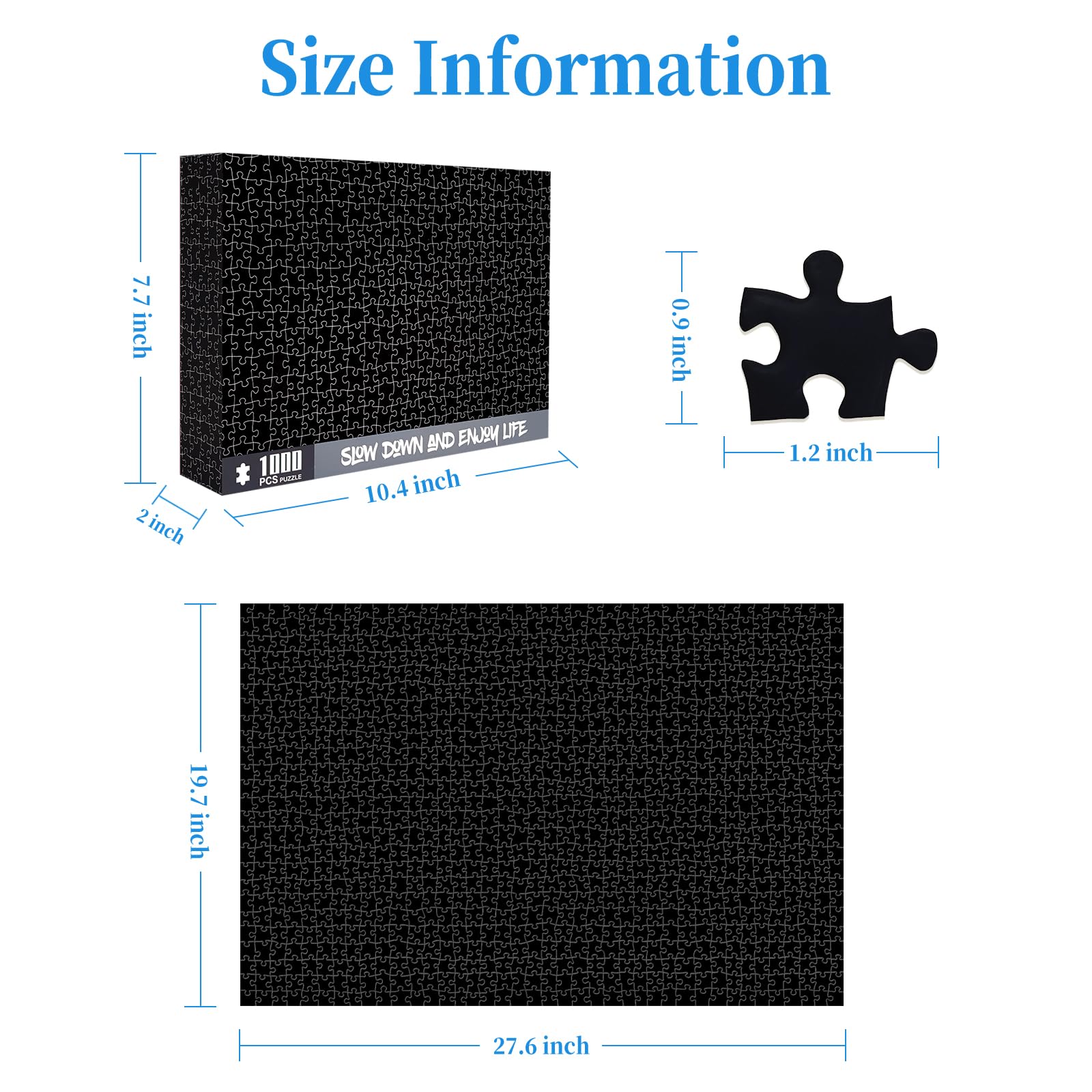 Pure Black Jigsaw Puzzle | All-Black Puzzle (1000 Pieces) 70 x 50 cm | "Hell-Level" Extreme Difficulty Puzzle