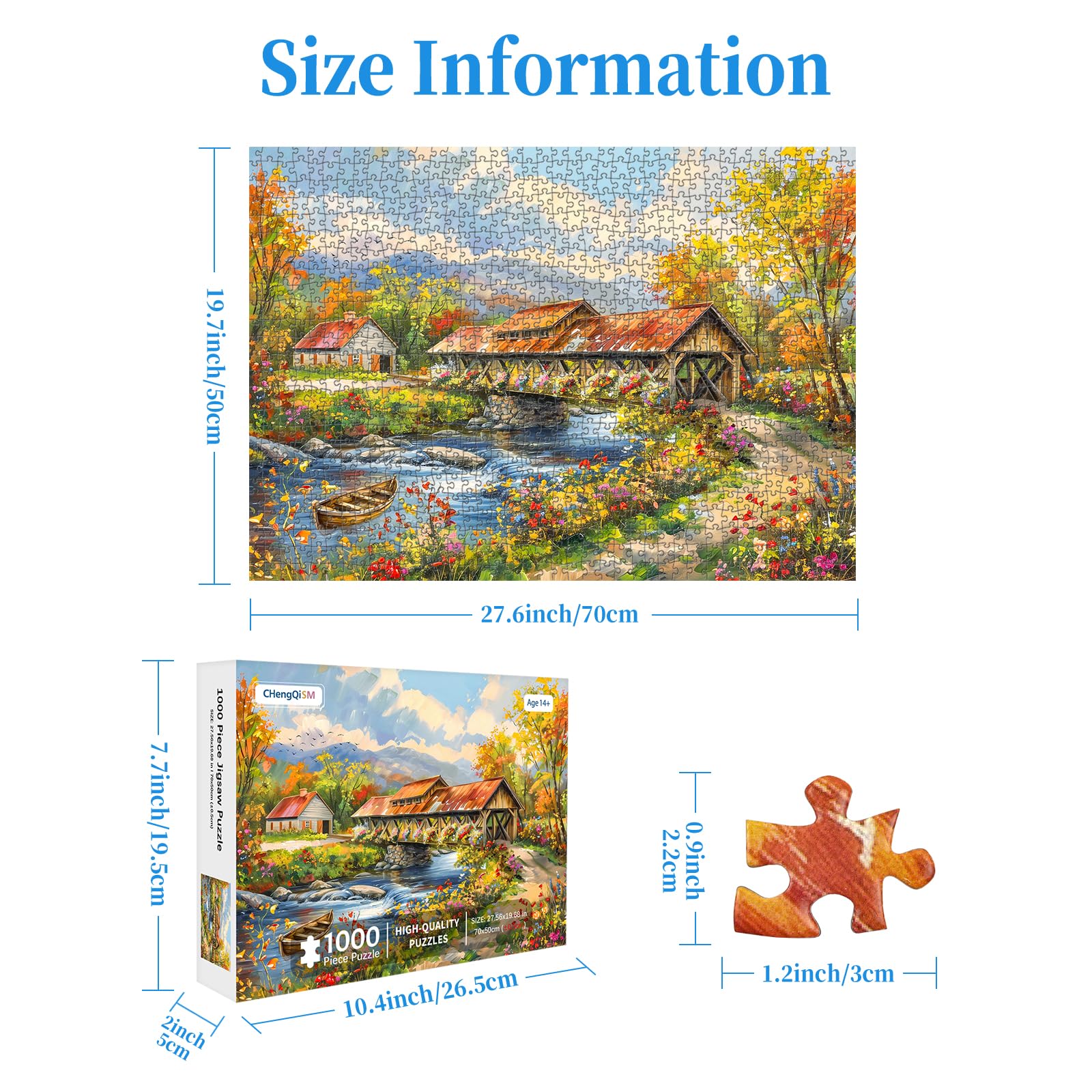 Flower Village 1000 Piece Puzzle for Adults, Country Scene Puzzles for Adults 1000 Pieces, Jigsaw Puzzles 1000 Pieces Autumn Countryside Landscape Puzzle for Adults Teens Seniors Challenging Game