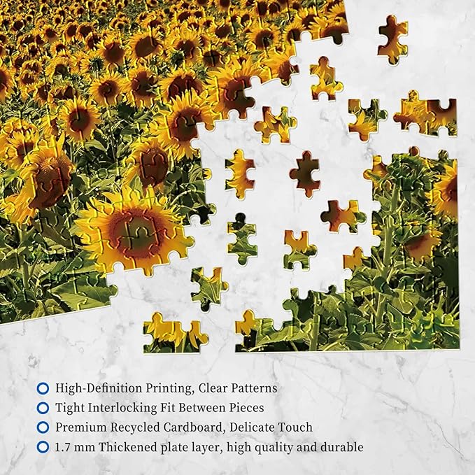1000 Pieces Puzzles for Adults, Sunflower Jigsaw Puzzle 1000 Piece Sunflower Fields Puzzles for Adult,