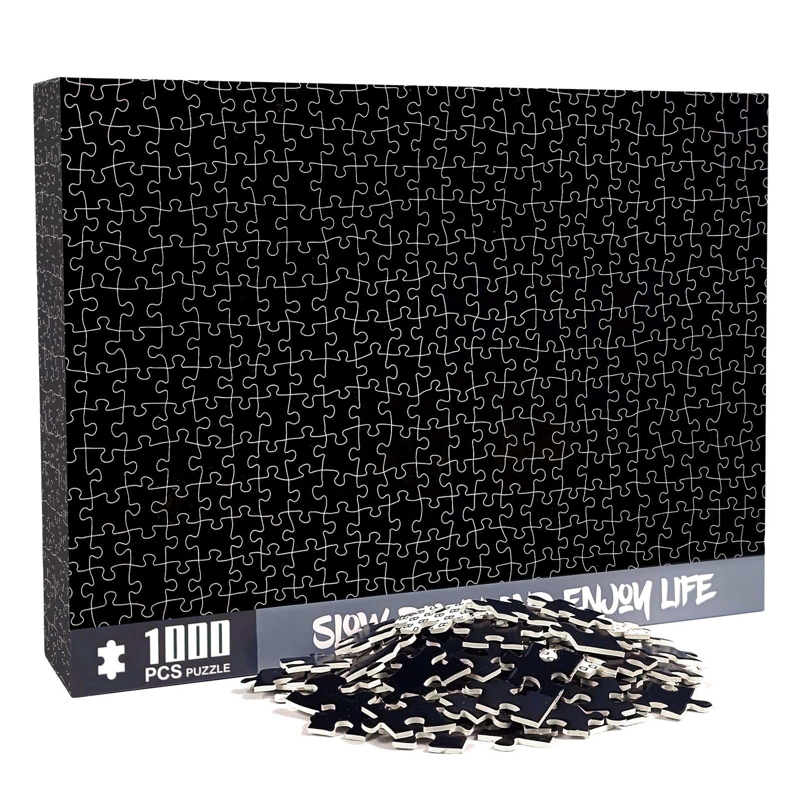 Pure Black Jigsaw Puzzle | All-Black Puzzle (1000 Pieces) 70 x 50 cm | "Hell-Level" Extreme Difficulty Puzzle