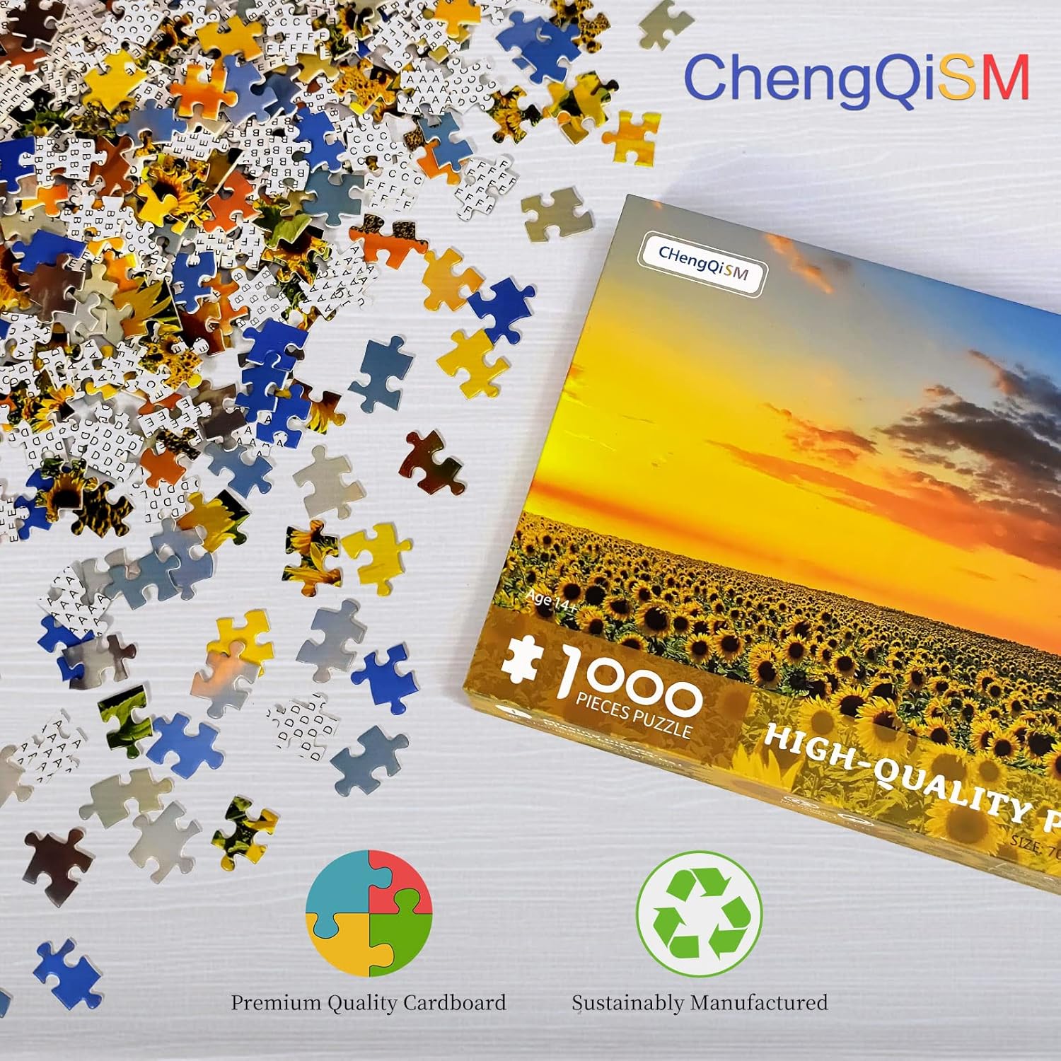 1000 Pieces Puzzles for Adults, Sunflower Jigsaw Puzzle 1000 Piece Sunflower Fields Puzzles for Adult,