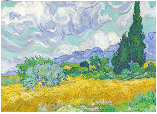 A Wheatfield with Cypresses