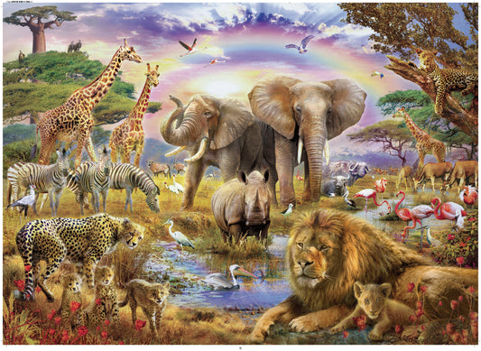 African wildlife group portrait